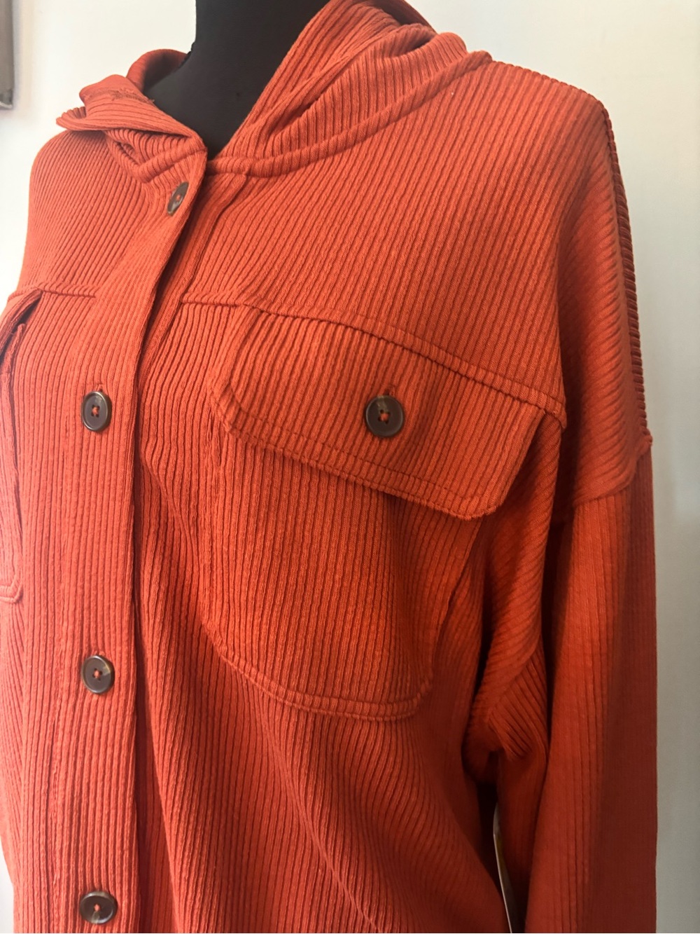 Rust Button-Front Hooded Jacket - Picture 4 of 9